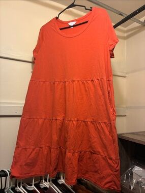 Time and Tru Terracotta Tiered Midi Dress